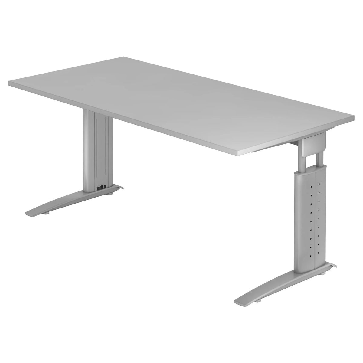 Bureau réglable en hauteur UNDA 16 S en gris et argent avec plateau rectangulaire de hjh OFFICE PRO