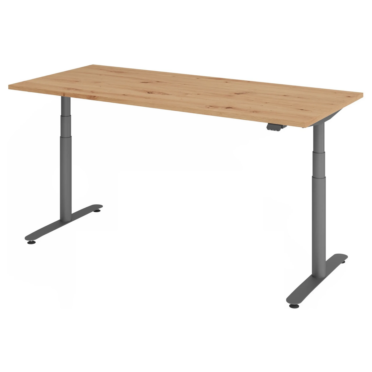 Bureau à hauteur réglable électriquement XDLR 19 G avec plateau en chêne rustique et pieds gris de hjh OFFICE PRO