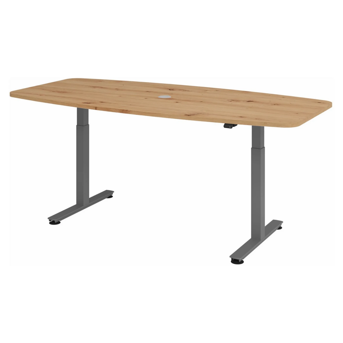 Bureau à hauteur réglable électriquement XMST 22 G en chêne noueux avec pieds gris de hjh OFFICE PRO
