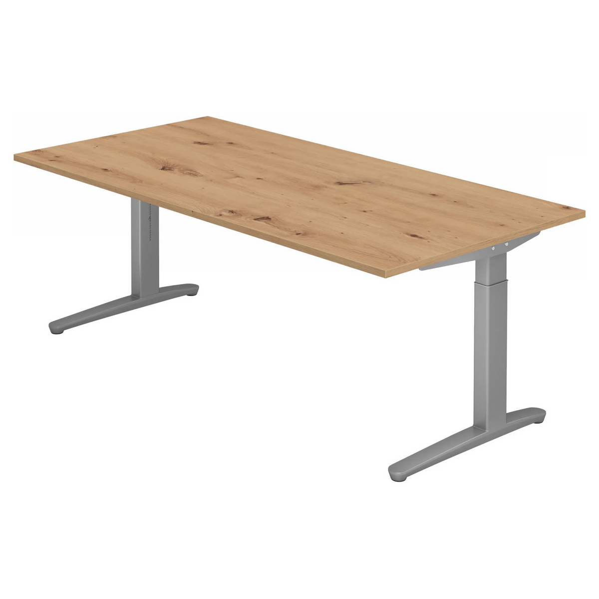 Bureau réglable en hauteur XTRA XB 2E SS en chêne noueux avec piètement gris de hjh OFFICE PRO