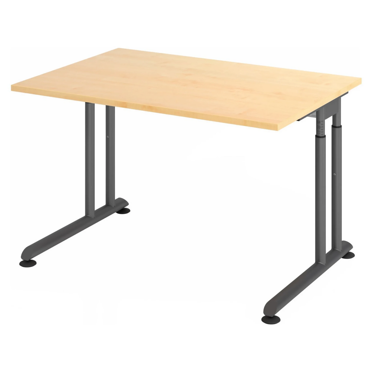 Bureau réglable en hauteur ZENO 12 G avec plateau en bois d'érable clair et structure graphite de hjh OFFICE PRO