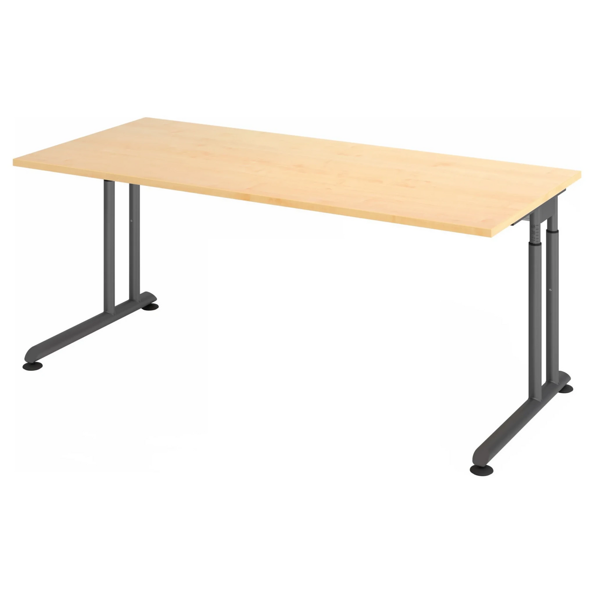 Bureau réglable en hauteur ZENO 19 G en érable et graphite avec plateau rectangulaire de hjh OFFICE PRO
