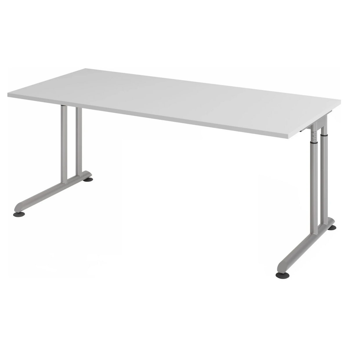 Bureau réglable en hauteur ZENO 19 S avec plateau gris et cadre argenté de hjh OFFICE PRO