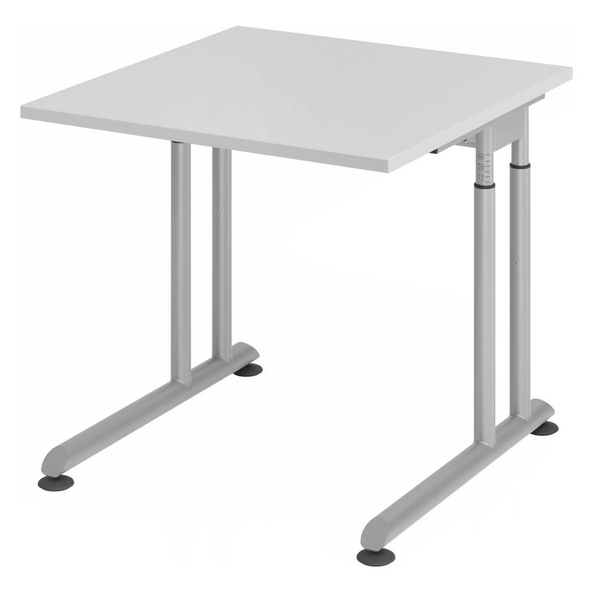 Bureau réglable en hauteur ZENO 8 S en gris et argent avec plateau carré de hjh OFFICE PRO