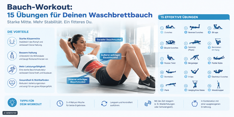 Bauch Workout zuhause: Die 8 besten Übungen ohne Geräte für eine starke Körpermitte & gesunden Rücken