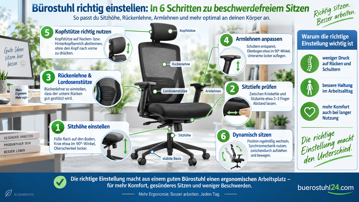bürostuhl richtig einstellen - buerostuhl24