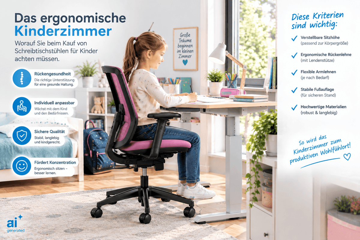 Das ergonomische Kinderzimmer: Worauf Sie beim Kauf von Schreibtischstühlen für Kinder achten müssen - buerostuhl24