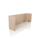 Cloison de table beige FLEXMIUT U avec ailes latérales et quatre clips de fixation de hjh OFFICE – vue à 360° (vue de trois quarts avant 45°)
