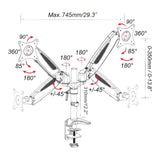 Dessin technique de la Fixation pour écran VM-MG2S avec une largeur maximale de 745 mm de hjh OFFICE