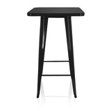 Table de bar noire VANTAGGIO HIGH T avec plateau carré et deux traverses de hjh OFFICE – vue à 360° (vue de face 0°)