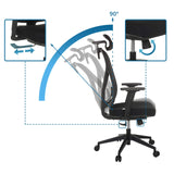 Dossier réglable avec un angle d'inclinaison de 90 degrés du Siège de bureau de qualité professionnelle RALOO ECO de hjh OFFICE