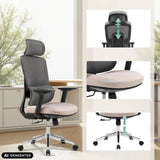 Siège de bureau de qualité professionnelle Ergomy Pro en gris foncé et beige avec options de réglage de hjh OFFICE (image générée par IA)