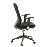 Siège de bureau de qualité professionnelle TRAFFIC 30 noir avec accoudoirs et base à cinq roulettes de hjh OFFICE – vue à 360° (vue de profil 100°)