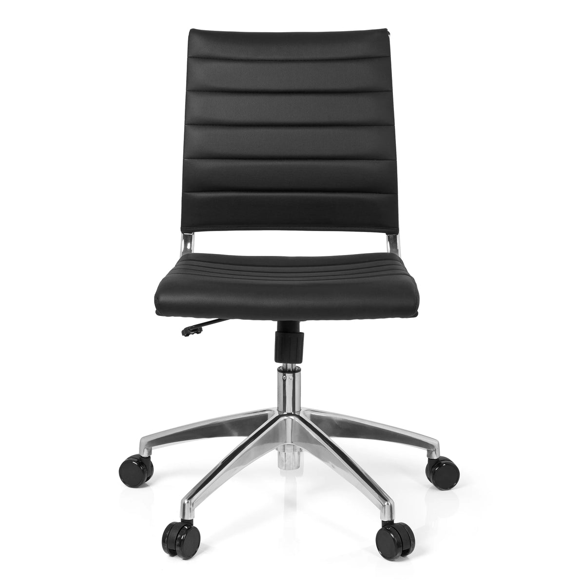 Siège de bureau de qualité professionnelle TRISHA noir avec rembourrage capitonné et piètement à cinq roulettes de hjh OFFICE – vue à 360° (vue de face 0°)