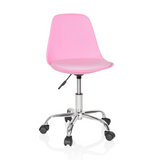 Chaise pivotante pour des enfants FANCY II rose avec coque incurvée et base à cinq roulettes de hjh OFFICE – vue à 360° (vue de face 20°)