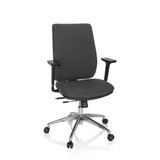 Siège de bureau de qualité professionnelle INTEGRIO I gris foncé avec accoudoirs et base à cinq roulettes de hjh OFFICE – vue à 360° (vue de face 20°)