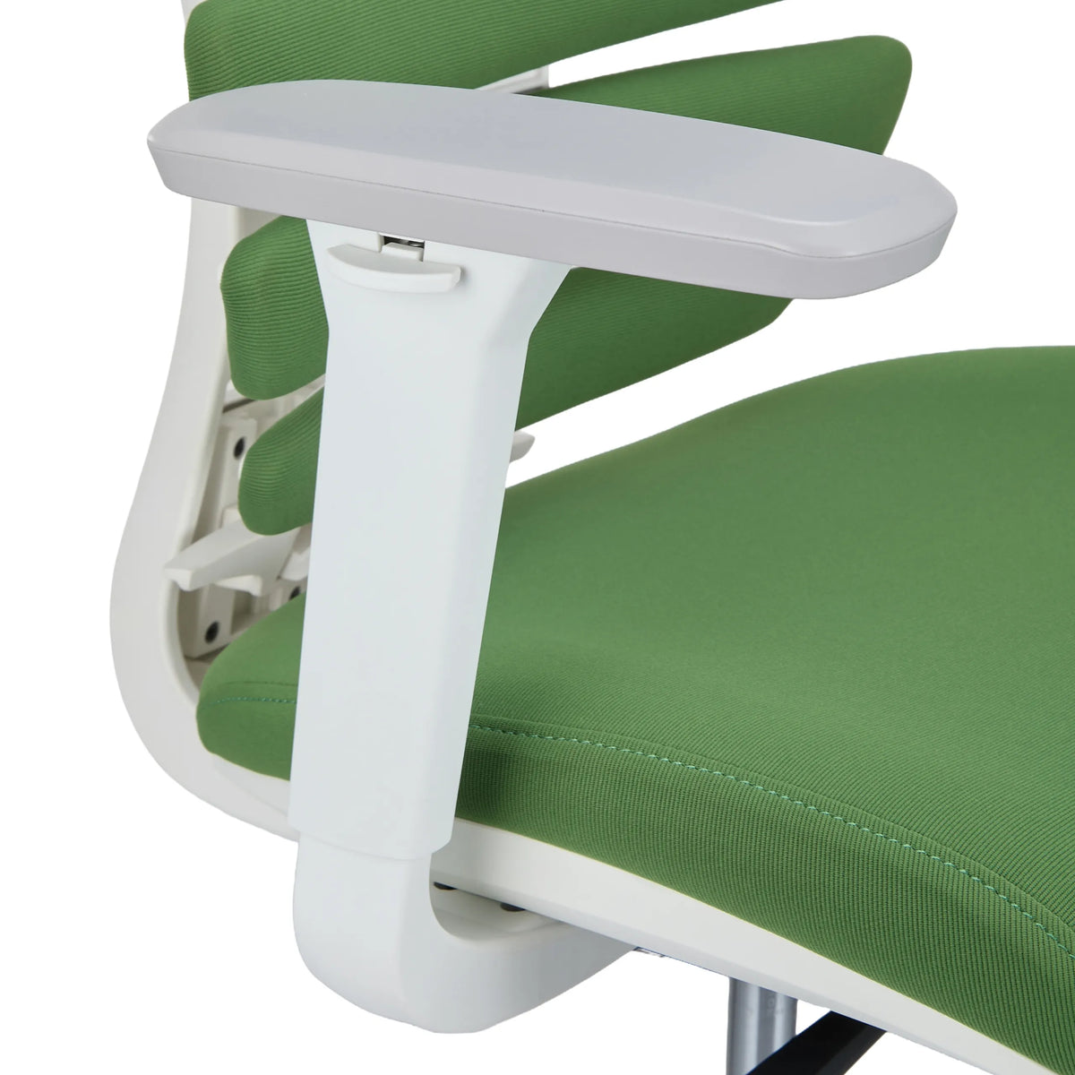 Accoudoir blanc du siège de bureau de qualité professionnelle ERGO LINE W avec rembourrage en tissu vert de hjh OFFICE