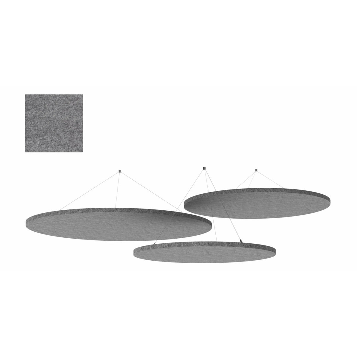 Trois îlots acoustiques de plafond ronds et gris des Accessoires ADSRB1 de hjh OFFICE PRO