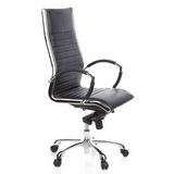 Siège de direction de qualité professionnelle PARMA 20 noir en cuir piqué avec base à cinq roulettes de hjh OFFICE – vue à 360° (vue de trois quarts avant 60°)