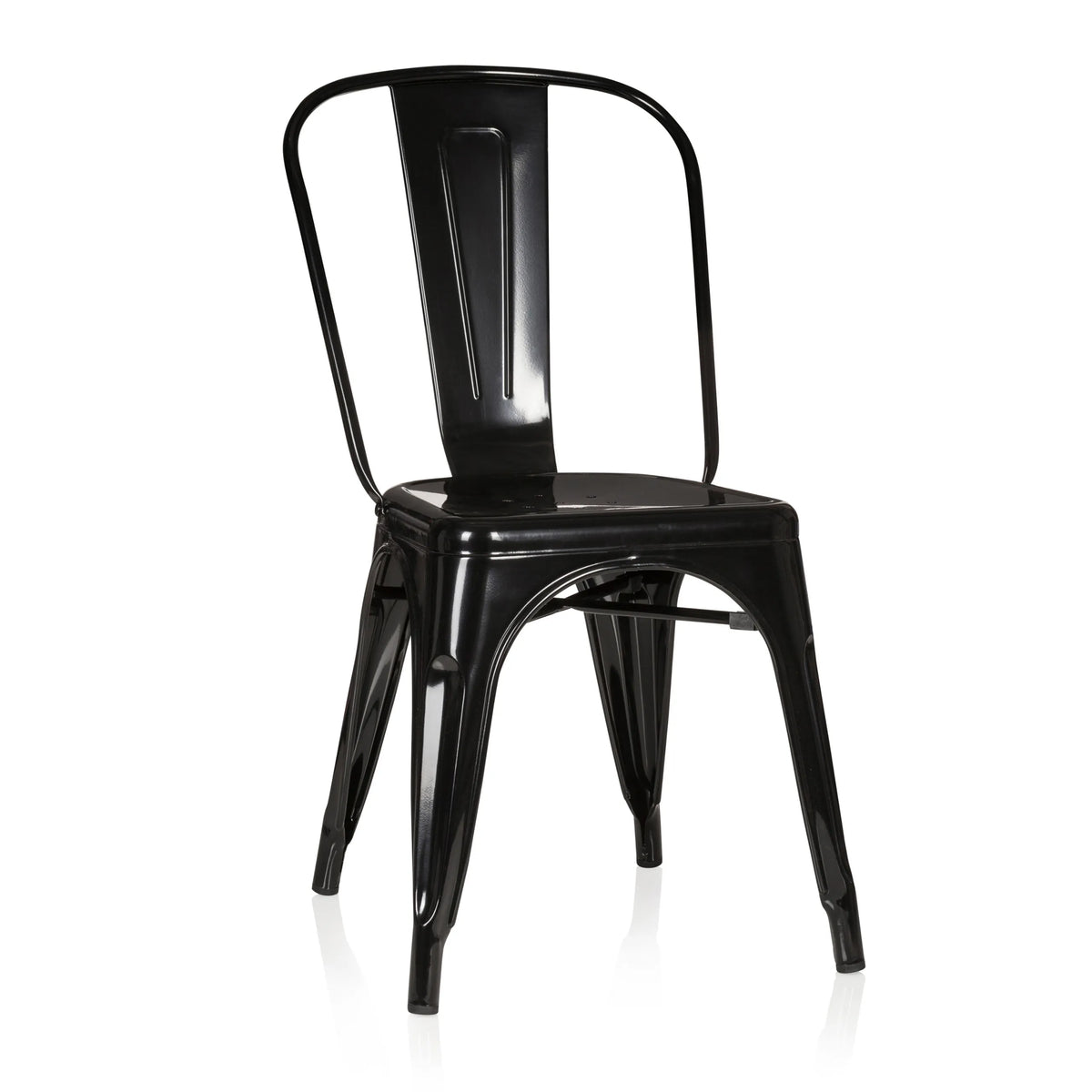 Chaise de bistrot noire VANTAGGIO COMFORT avec structure en métal et dossier haut de hjh OFFICE – vue à 360° (vue de face 20°)