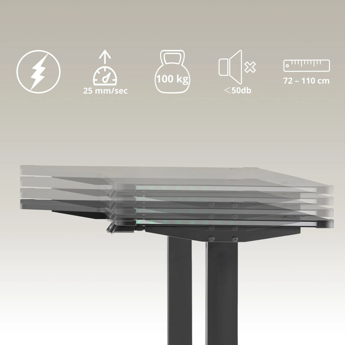 Données techniques du Bureau réglable en hauteur électriquement Worktime Game de hjh OFFICE