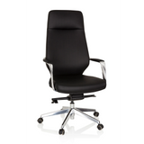 Siège de direction de qualité professionnelle VELVET noir avec accoudoirs et pied à cinq roulettes de hjh OFFICE – vue à 360° (vue de face 20°)
