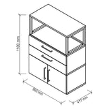 Dessin technique du caisson mobile FlexWall de 800 × 417 mm de hjh OFFICE PRO