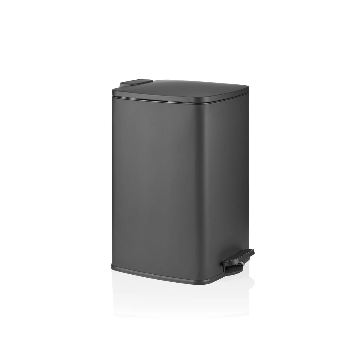 Poubelle noire Clean Step 3 avec couvercle et pédale de hjh OFFICE – vue à 360° (vue de trois quarts avant 60°)