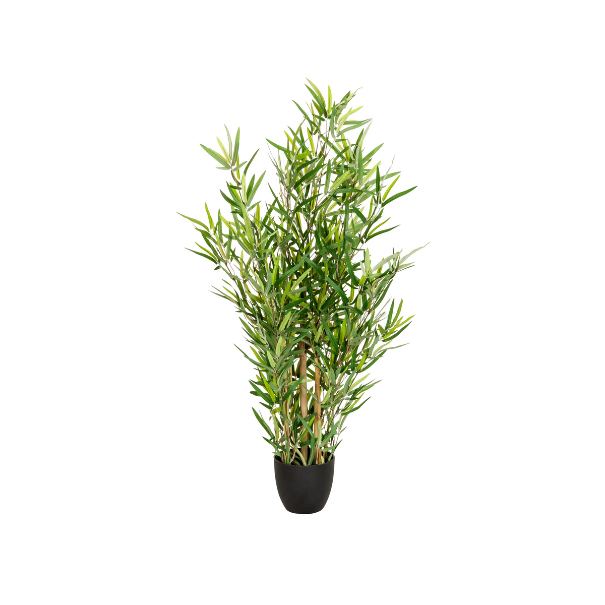 Plante artificielle verte MINI BAMBUS dans un pot noir simple de hjh OFFICE – vue à 360° (vue de face 0°)