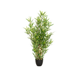 Plante artificielle verte MINI BAMBUS dans un pot noir simple de hjh OFFICE – vue à 360° (vue de face 0°)