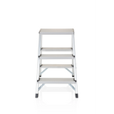 Échelle pliante SOLID argentée en aluminium avec trois marches de hjh OFFICE – vue à 360° (vue de face 0°)
