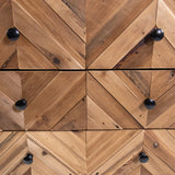 Façades en bois avec motif à chevrons et boutons noirs du Buffet SANTJAGO BLACK SUN L de hjh LIVING
