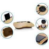 Support pour ordinateur portable COMFILAP I en bambou avec support pour tablette, porte-gobelet et porte-stylo de hjh OFFICE