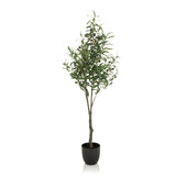 Plante artificielle verte OLIVE sous forme d'olivier dans un pot noir de hjh OFFICE – vue à 360° (vue de face 0°)