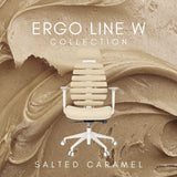Siège de bureau de qualité professionnelle ERGO LINE W en couleur Salted Caramel avec structure et roulettes blanches de hjh OFFICE