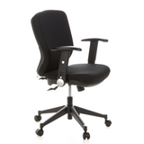 Siège de bureau de qualité professionnelle TRAFFIC 20 noir avec accoudoirs et base à cinq roulettes de hjh OFFICE – vue à 360° (vue de trois quarts avant 60°)