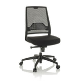 Siège de bureau de qualité professionnelle PORTO ECO I noir avec dossier en maille et base à cinq roulettes de hjh OFFICE – vue à 360° (vue de face 15°)