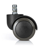 Roulettes 5x ROLO No-Noise 11mm/50mm noires pour sols durs avec goupille métallique argentée de hjh OFFICE – vue à 360° (vue arrière 180°)