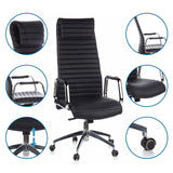 Siège de direction de luxe ASPERA 20 en noir avec vues détaillées du rembourrage et des roulettes de hjh OFFICE