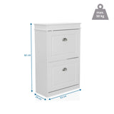 Dessin technique de l'armoire à chaussures ESTHA 2 de 82 × 53 cm et une capacité de charge de 50 kg de hjh LIVING