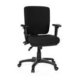 Siège de bureau de qualité professionnelle ZENIT BASE noir avec accoudoirs et pied à cinq roulettes de hjh OFFICE – vue à 360° (vue de face 20°)