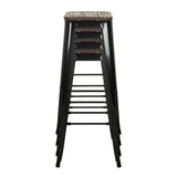 Stapelbare Barhocker VANTAGGIO HIGH WS in Schwarz mit Holzsitzflächen von hjh OFFICE