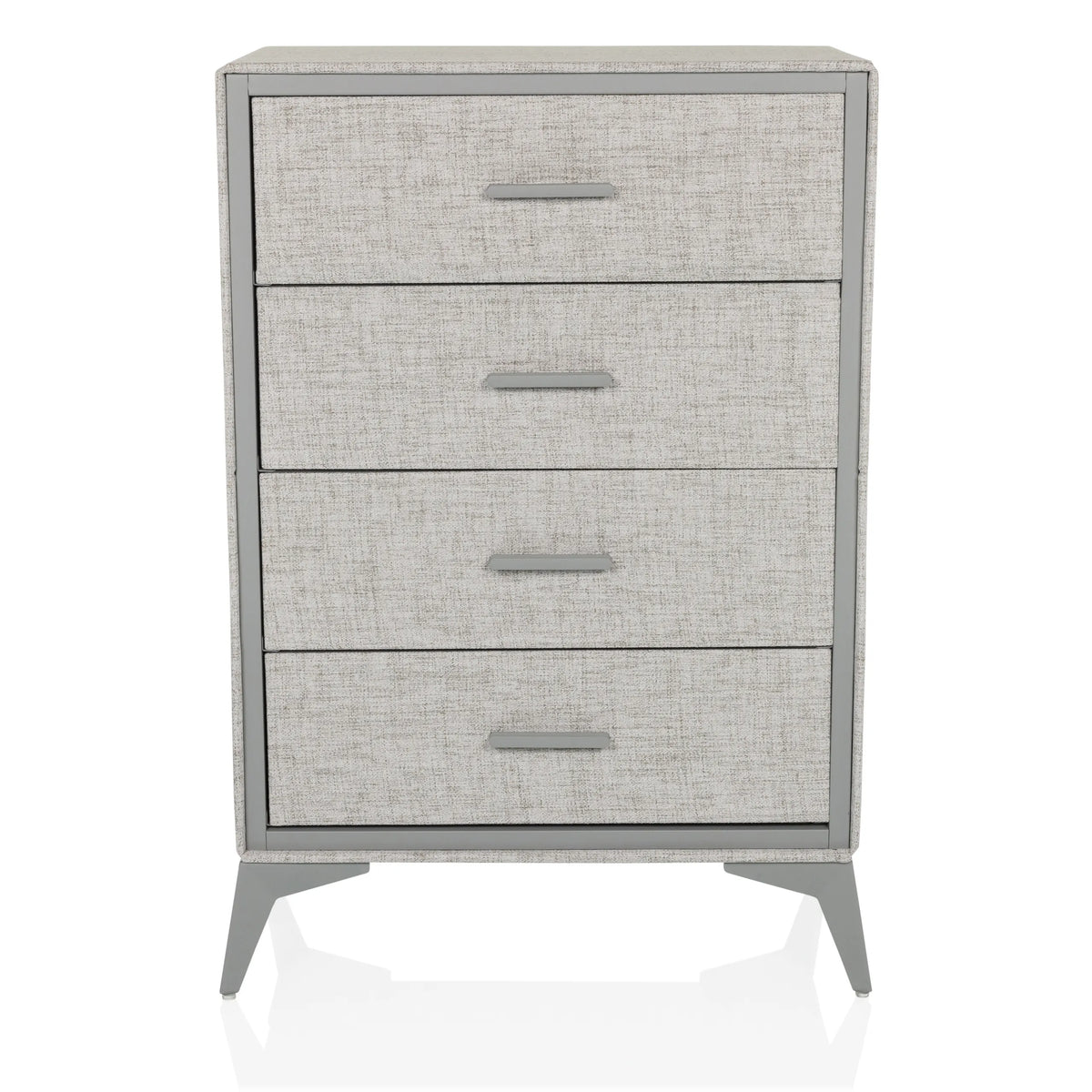 Commode grise SKUFFY avec quatre tiroirs et pieds fins de hjh LIVING – vue à 360° (vue de face 0°)