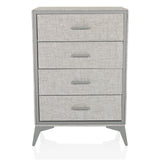 Commode grise SKUFFY avec quatre tiroirs et pieds fins de hjh LIVING – vue à 360° (vue de face 0°)
