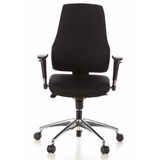 Siège de bureau de qualité professionnelle PRO-TEC 200 noir avec accoudoirs et un pied à cinq roulettes de hjh OFFICE – vue à 360° (vue de face 0°)