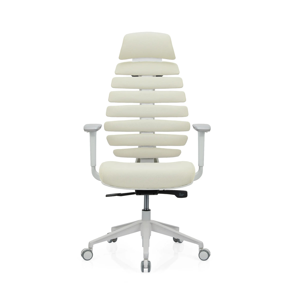 Siège de bureau de qualité professionnelle ERGO LINE W beige avec dossier segmenté et piètement blanc de hjh OFFICE – vue à 360° (vue de face 0°)