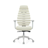 Siège de bureau de qualité professionnelle ERGO LINE W beige avec dossier segmenté et piètement blanc de hjh OFFICE – vue à 360° (vue de face 0°)