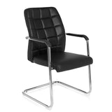 Chaise cantilever FLEXO V noire avec surpiqûres carrées et accoudoirs de hjh OFFICE – vue à 360° (vue de trois quarts avant 40°)