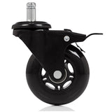 Roulettes 5x ROLO SKATE S 11mm/75mm noires avec frein de blocage pour sols durs de hjh OFFICE