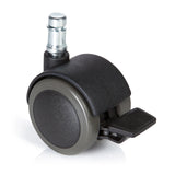 Roulettes 5x ROLO STOP 11mm/50mm noires pour sols durs avec frein de blocage de hjh OFFICE – vue à 360° (vue de face 0°)